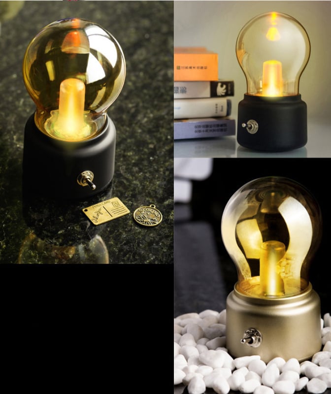 杰克-燈泡小夜燈丨usb充電床頭氛圍燈丨節日禮品電燈泡丨小夜燈丨LED護眼臺燈丨金色暖黃光（1194）