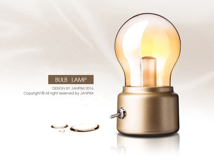 杰克-燈泡小夜燈丨usb充電床頭氛圍燈丨節日禮品電燈泡丨小夜燈丨LED護眼臺燈丨金色暖黃光（1194）