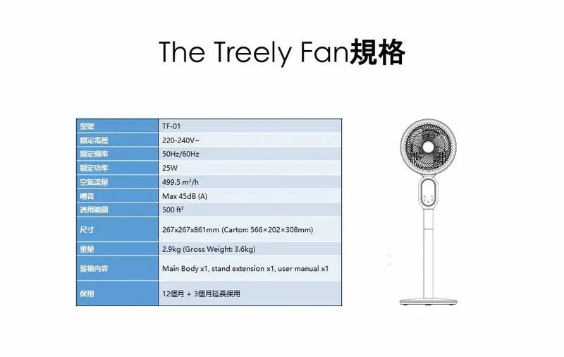 Treely Fan TF-01空氣淨化四季循環風扇