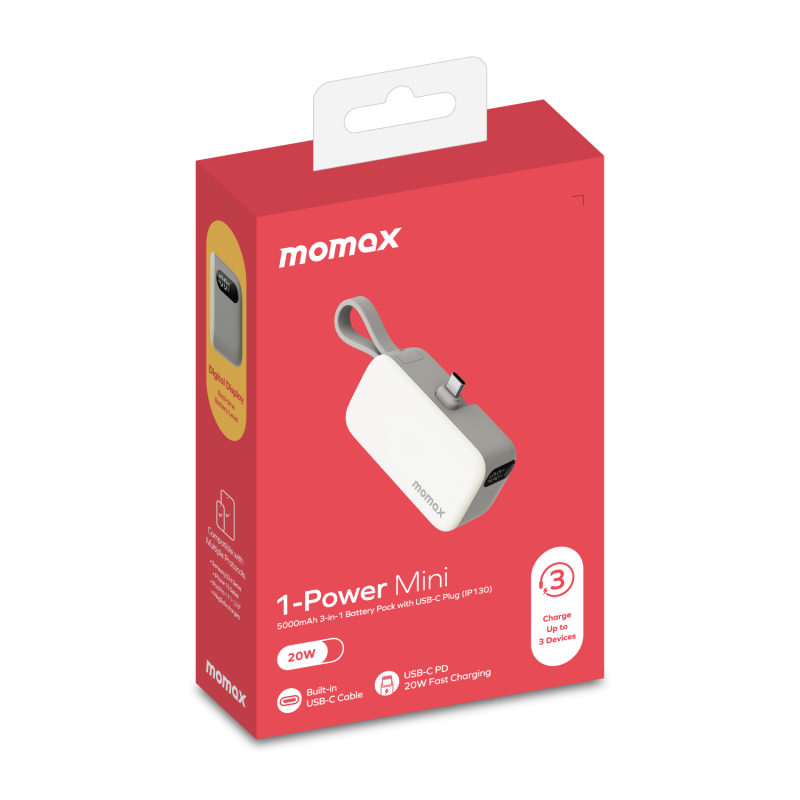 Momax 1-Power Mini 5000mAh 3合1 USB-C 流動電源 IP130