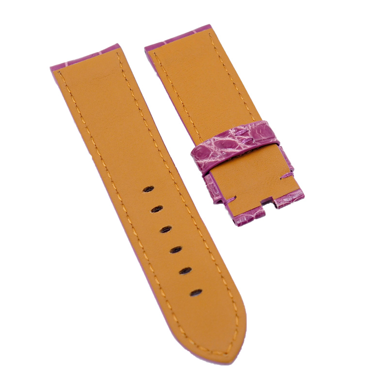 22mm, 24mm, 26mm 中光面紫紅色鱷魚皮 Panerai 代用錶帶