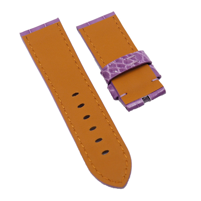 22mm, 24mm, 26mm 中光面紫色鱷魚皮 Panerai 代用錶帶