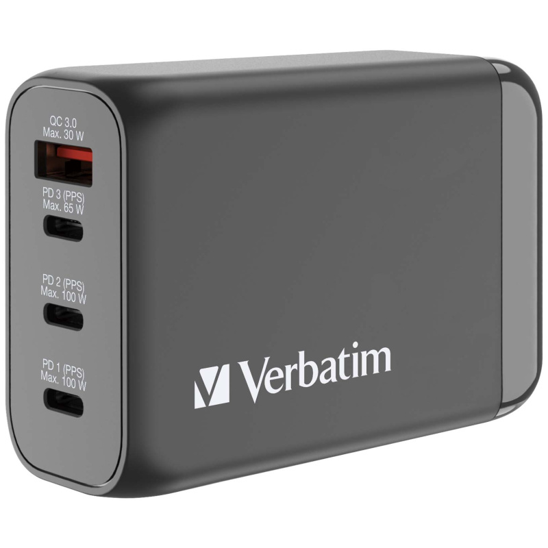 Verbatim 威寶 4端口100W PD 3.0 & QC 3.0 GaN旅行充電器 66967