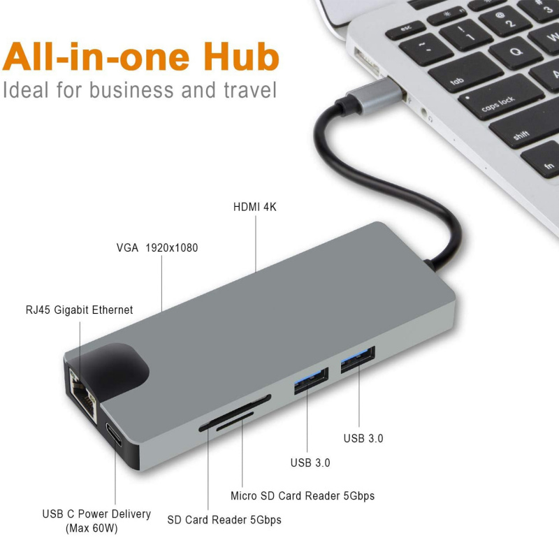 ALOK 8-in-1 Type C Hub Macbook 專用擴展器 (PB-A5697G)