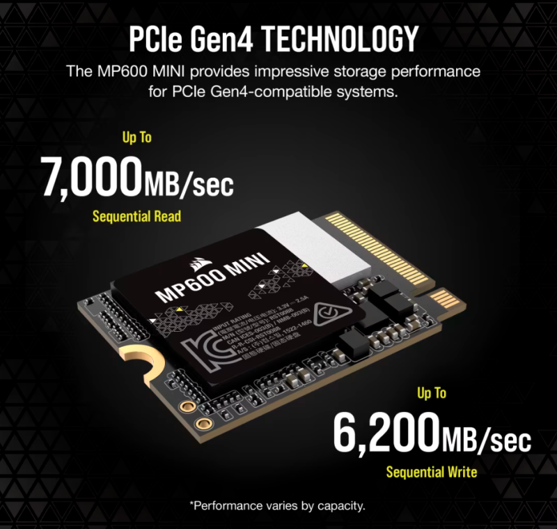 Corsair MP600 MINI (2230) PCIe 4.0 (Gen4) x4 NVMe M.2 SSD ( 1TB / 2TB )