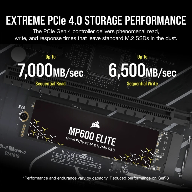 Corsair MP600 ELITE NH PCIe Gen4 x4 NVMe 1.4 M.2 SSD ( 1TB / 2TB / 4TB )