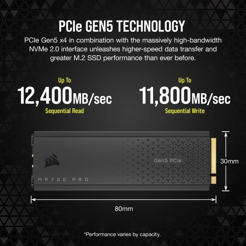 CORSAIR MP700 PRO with Air Cooler PCIe Gen5 x4 NVMe 2.0 M.2 SSD ( 1TB / 2TB /4TB )