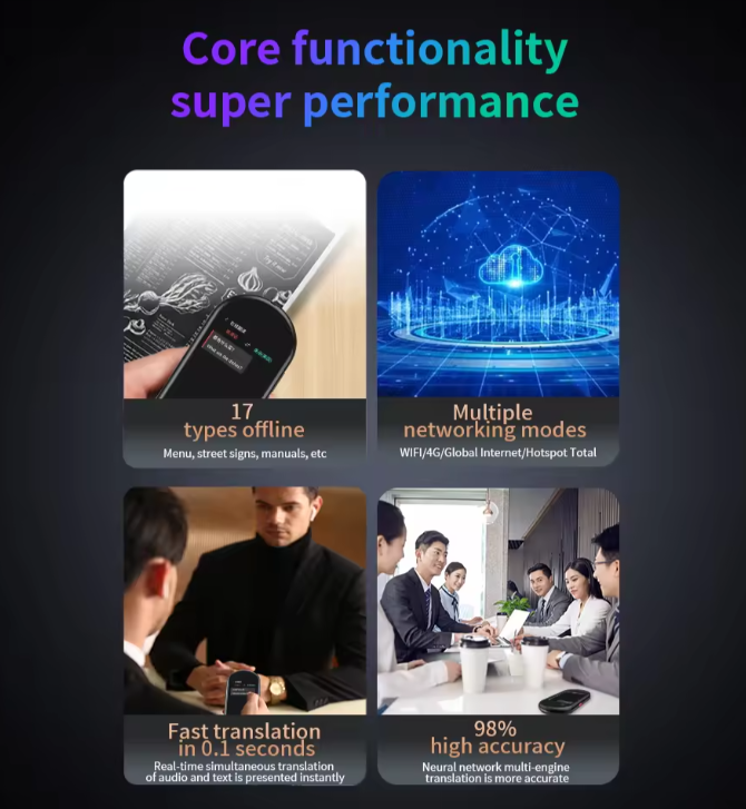Vormor A10翻譯器AI語音翻譯觸控螢幕4G/WiFi/SIM相機照片翻譯多語言學習機
