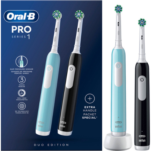 Oral-B Pro Series 1 電動牙刷(孖裝)(黑色+藍色)(附2 個 CrossAction) 平行進口