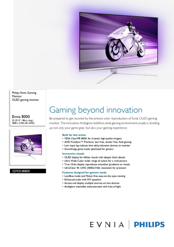 Philips 32M2N8800 QD-OLED 4K 240Hz 旗艦顯示器