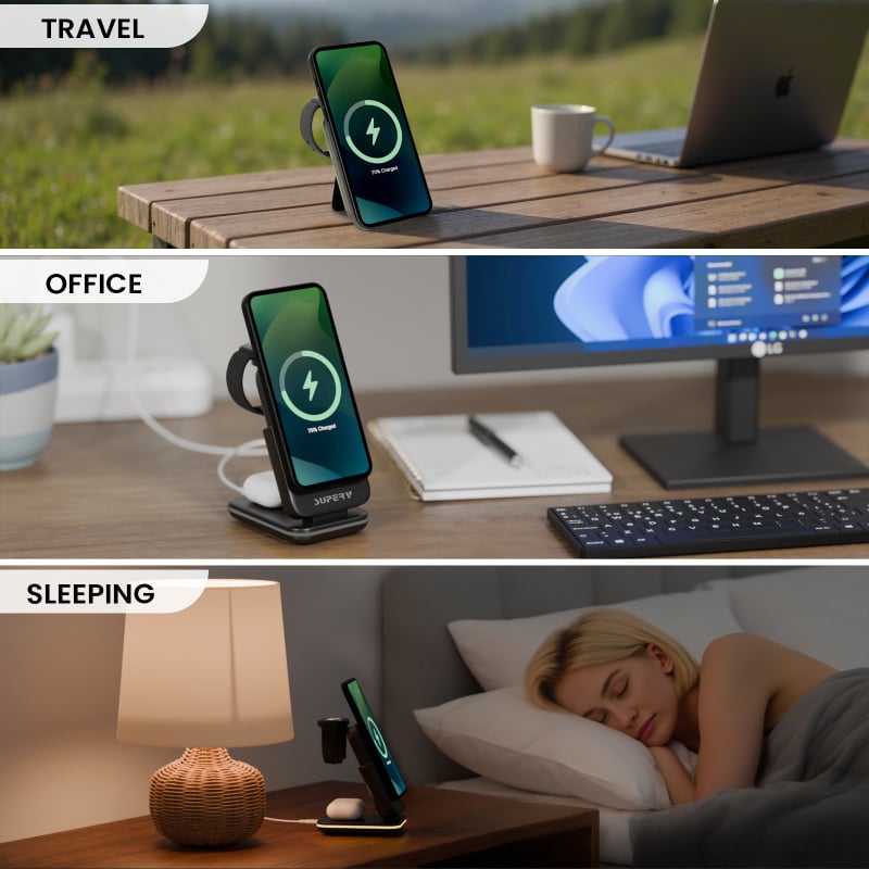 SUPERV Station10 Power Bank 5000mAh 15W 4-in-1 Magnetic Wireless Charging