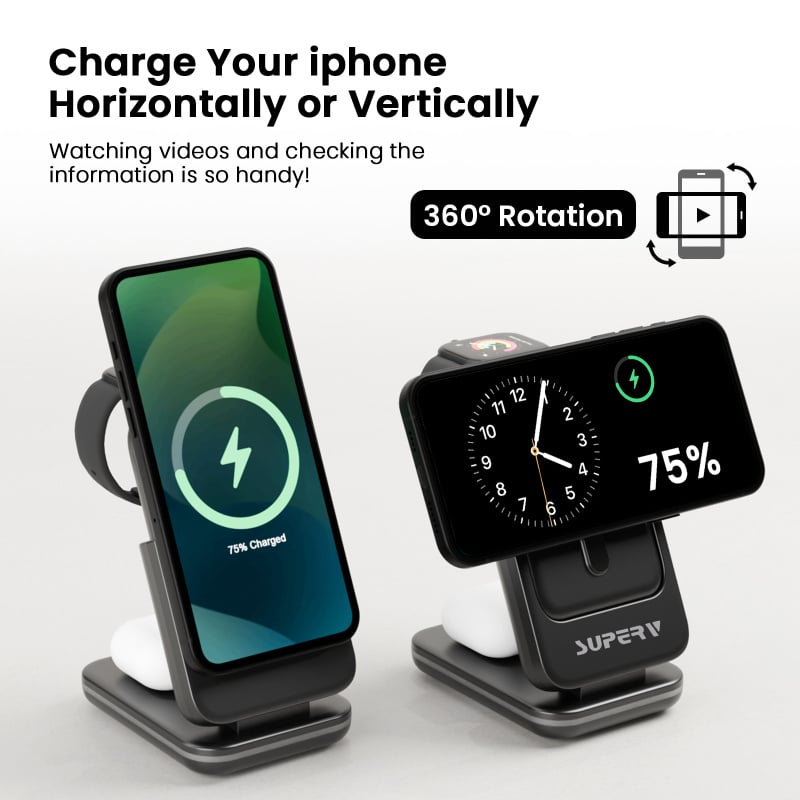 SUPERV Station10 Power Bank 5000mAh 15W 4-in-1 Magnetic Wireless Charging