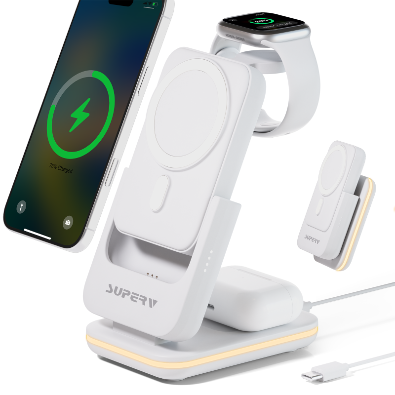 SUPERV Station10 Power Bank 5000mAh 15W 4-in-1 Magnetic Wireless Charging