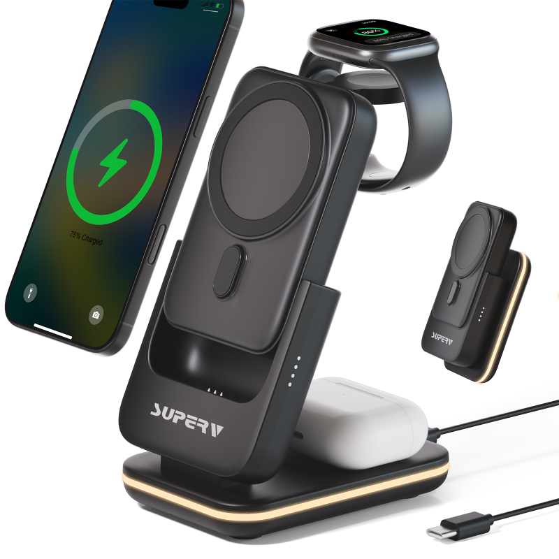 SUPERV Station10 Power Bank 5000mAh 15W 4-in-1 Magnetic Wireless Charging