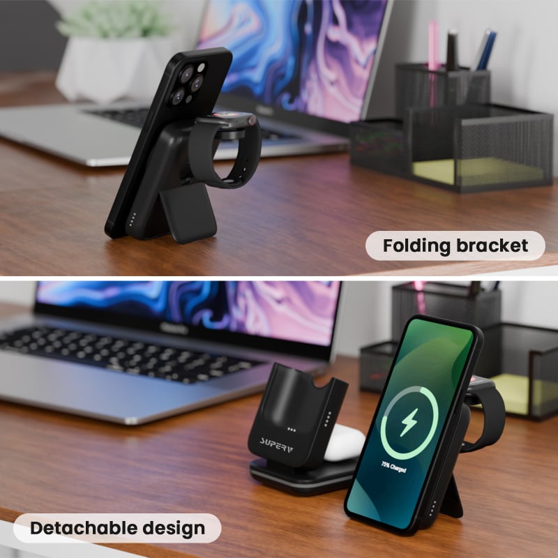 SUPERV Station10 Power Bank 5000mAh 15W 4-in-1 Magnetic Wireless Charging