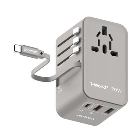 Momax 1-World+ 70W GaN 3插口及內置伸縮USB-C充電線旅行插座 UA18 [4色]