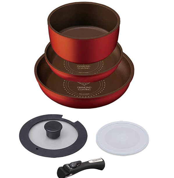 IRIS OHYAMA - Iris Ohyama 可拆式IH鑽石塗層鍋6件裝