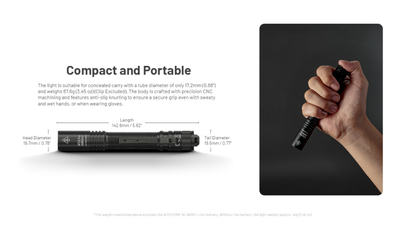 Nitecore MT2A Pro UHi20 LED 1000lm USB-C充電 電筒