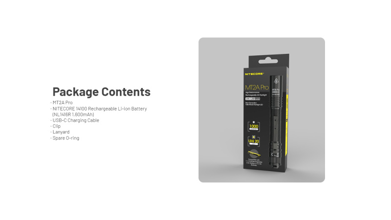 Nitecore MT2A Pro UHi20 LED 1000lm USB-C充電 電筒