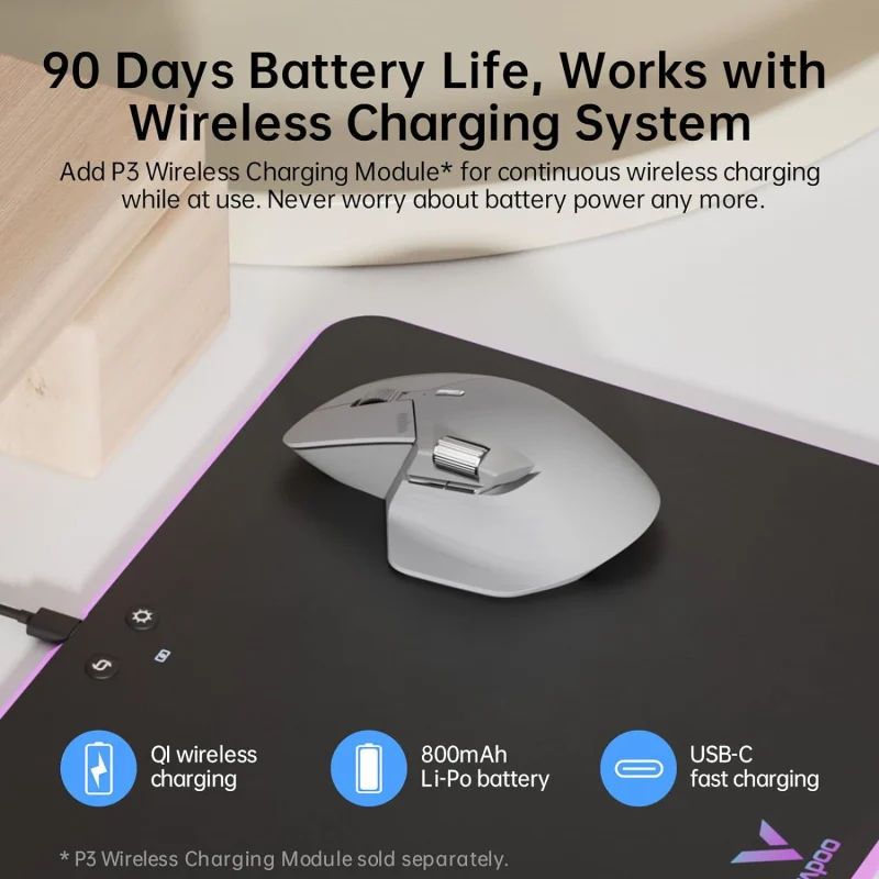 RAPOO - MT760M 跨裝置無縫傳輸文件多模式無線靜音 小手型人體工程滑鼠 藍牙/2.4G