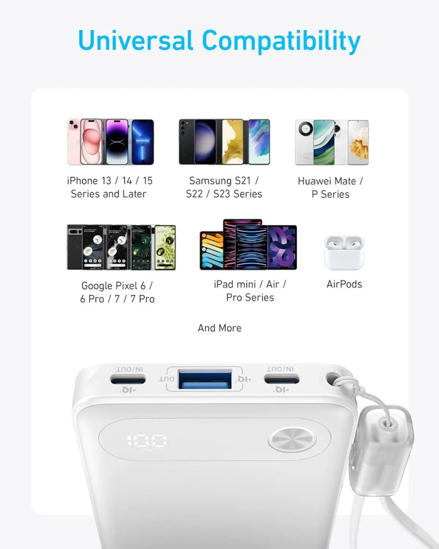 Anker 10000mAh, 22.5W 行動電源 (黑色)