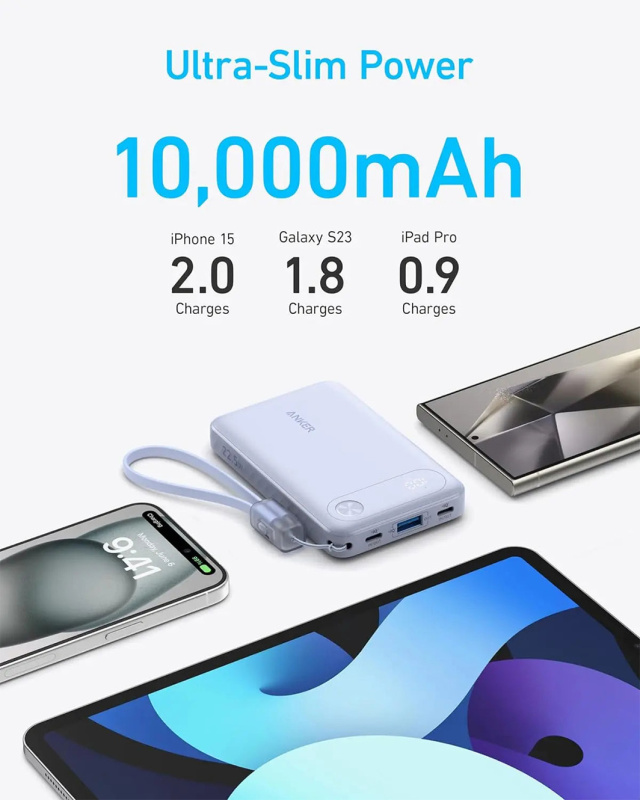 Anker 10000mAh, 22.5W 行動電源 (黑色)