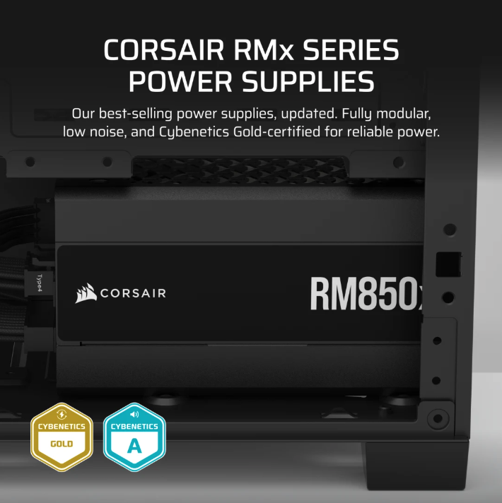 Corsair RMx Series™ RM850X-PCIE5.1 — 850W 80 PLUS Gold Fully Modular ATX PSU (CP-9020270) [現金優惠 $999]