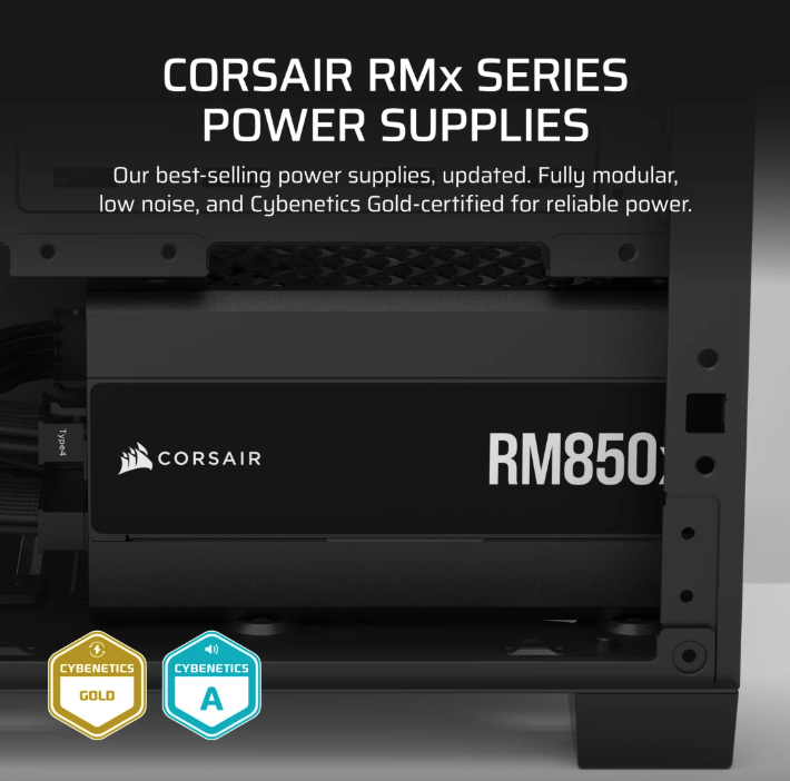 Corsair RMx Series™ RM850X-PCIE5.1 — 850W 80 PLUS Gold Fully Modular ATX PSU (CP-9020270) [現金優惠 $999]