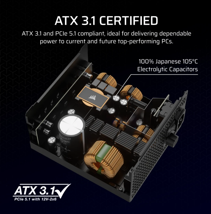 Corsair RMx Series™ RM1000X-PCIE5.1 — 1000W 80 PLUS Gold Fully Modular ATX PSU (CP-9020271) [現金優惠 $1199]