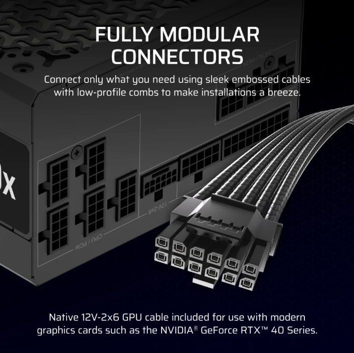Corsair RMx Series™ RM1000X-PCIE5.1 — 1000W 80 PLUS Gold Fully Modular ATX PSU (CP-9020271) [現金優惠 $1199]