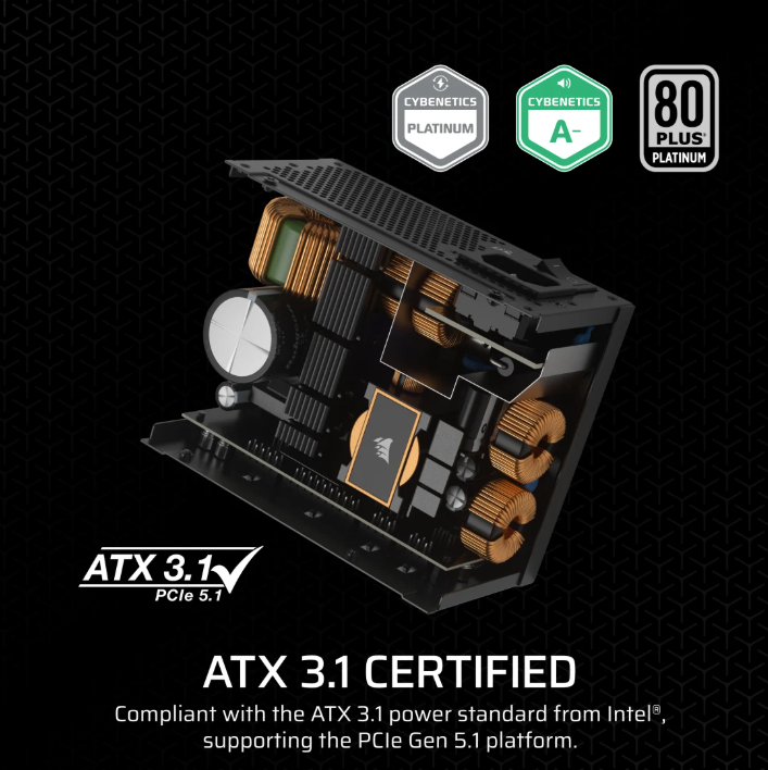 Corsair SF Series™ SF1000 PLATINUM ATX 3.1 — 1000W 80 PLUS® Platinum Certified High Performance SFX PSU (CP-9020257) [現金優惠 $1649]