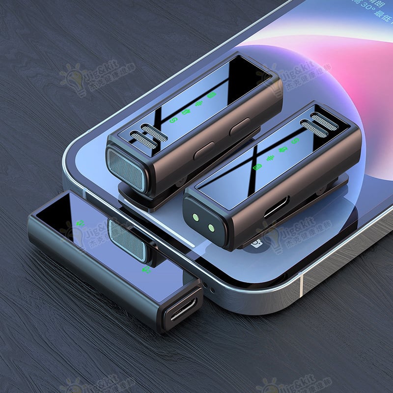 無線領夾麥克風 J88帶充電倉智能收音降噪無線迷你麥克風話筒 - 黑色 Type-c介面一拖二2179）