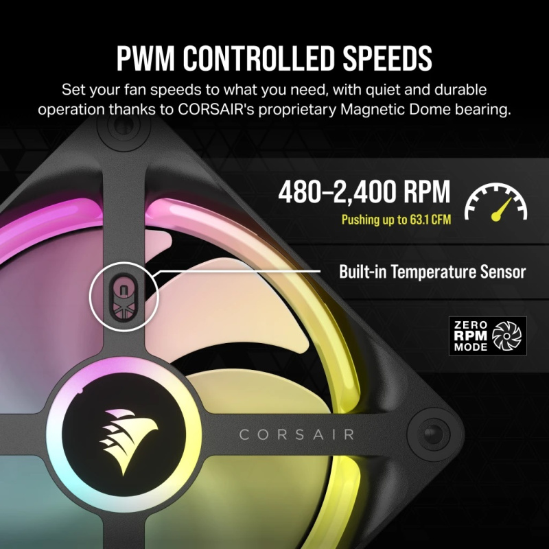 CORSAIR iCUE LINK QX120 RGB 120mm PWM PC Fans Starter Kit with iCUE LINK System Hub (Triple Pack) ( BLACK / WHITE )
