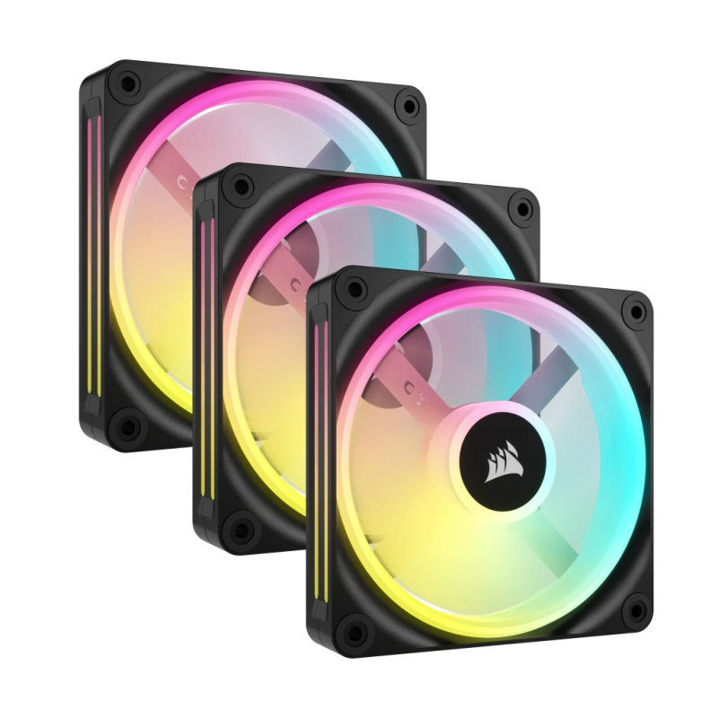 CORSAIR iCUE LINK QX120 RGB 120mm PWM PC Fans Starter Kit with iCUE LINK System Hub (Triple Pack) ( BLACK / WHITE )