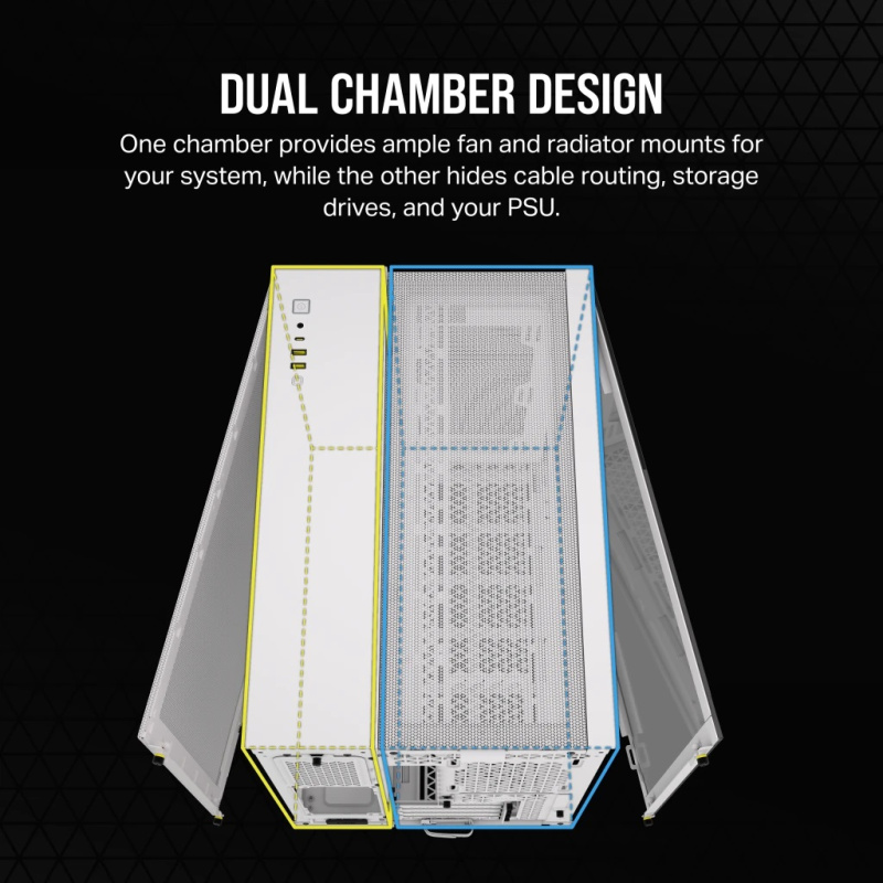 Corsair 2500D AIRFLOW Mid-Tower Dual Chamber PC Case - White