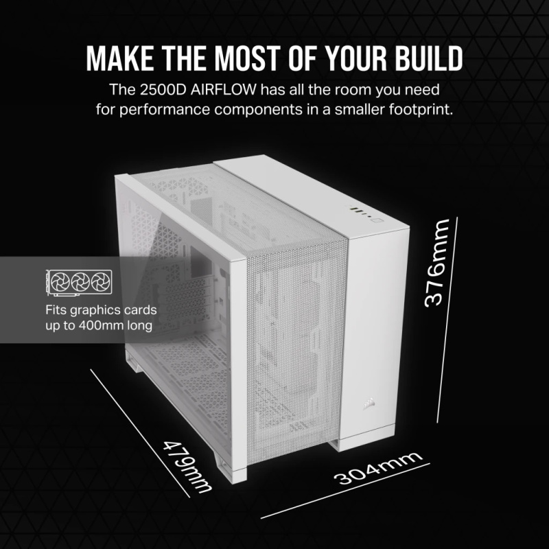 Corsair 2500D AIRFLOW Mid-Tower Dual Chamber PC Case - White