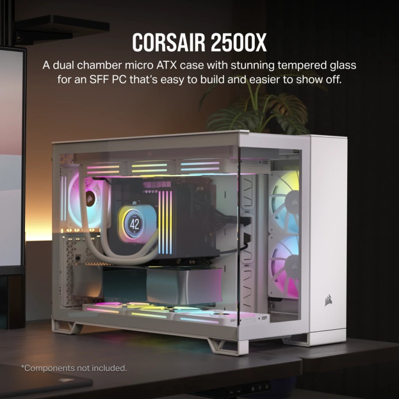 Corsair 2500X Mid-Tower Dual Chamber PC Case - White