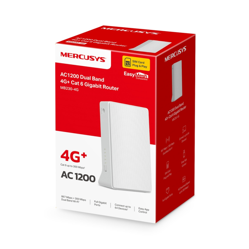 MERCUSYS MB230-4G  4G+ Cat6 AC1200 Gigabit路由器