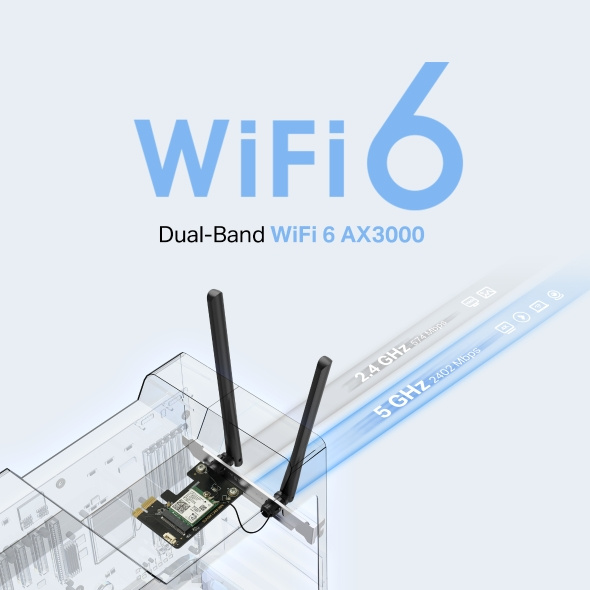 MERCUSYS MA80XE AX3000 Wi-Fi 6 Bluetooth 5.2 PCIe Adapter