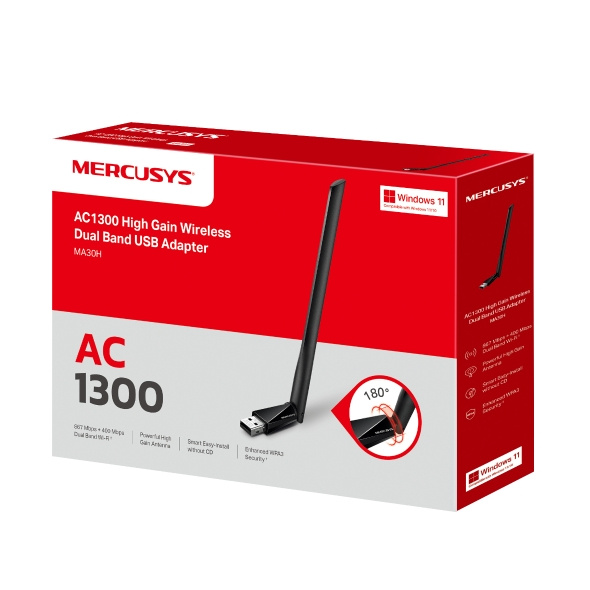 MERCUSYS MA30H  AC1300 高增益無線雙頻 USB 網卡