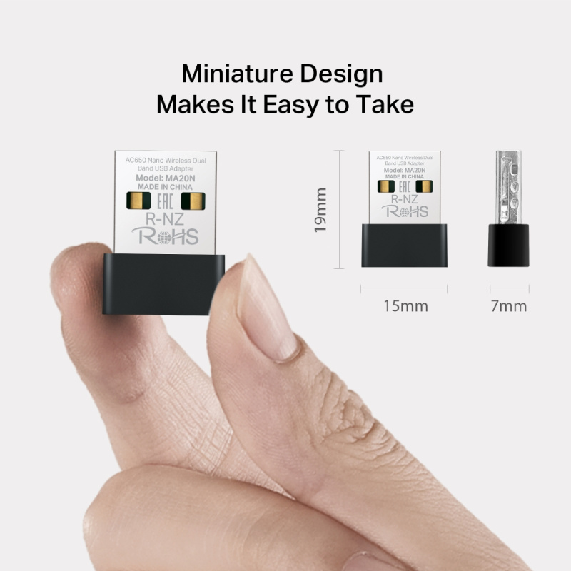 MERCUSYS MA20N AC650 Nano Wireless Dual Band USB Adapter