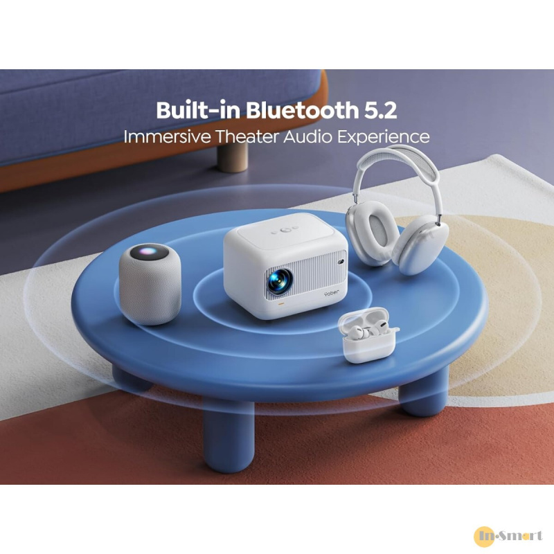 Yaber - L1 1080P 智能迷你投影機, 立體聲揚聲器, 200 ANSI 流明, Wi-Fi 6, 藍牙V5.2, AOSP Android