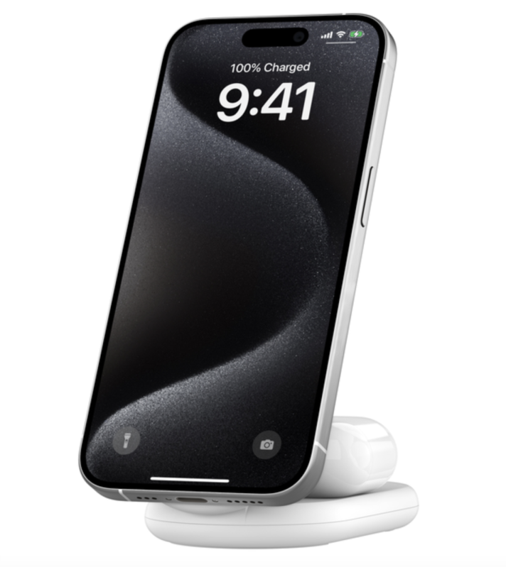 Belkin BoostCharge 2 合 1 Qi2 磁力可摺疊無線充電器 15W WIZ028qcBK/WH [2色]