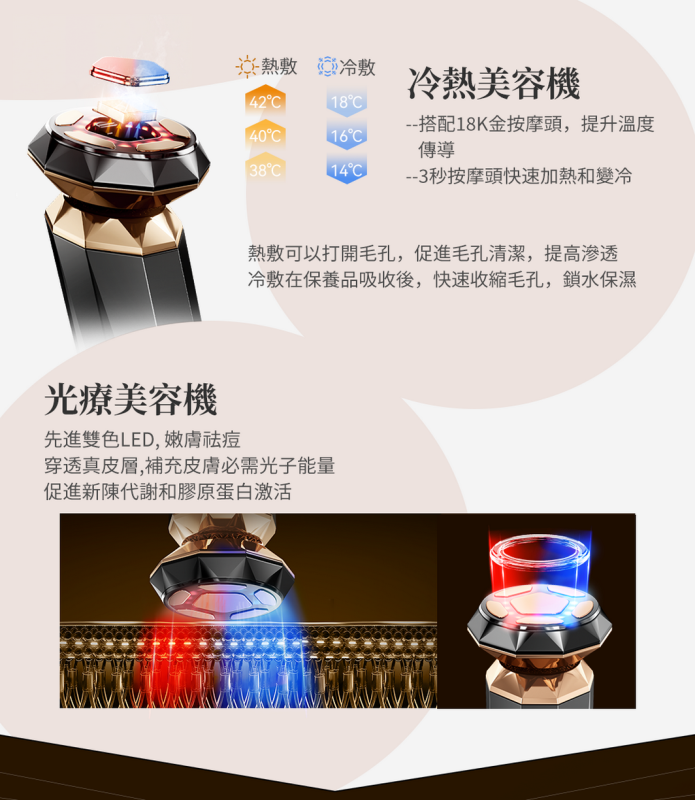 日本ANLAN -18K晶鑽射頻美容儀Pro ADRY31-01A｜射頻儀｜EMS微電流｜多功能美容儀｜導出導入儀｜LED光療機｜家用美容儀【原裝行貨】