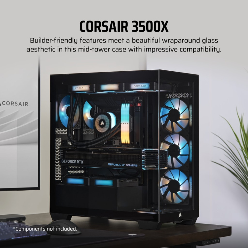 Corsair 3500X Mid-Tower Glass PC Case (Black / White)