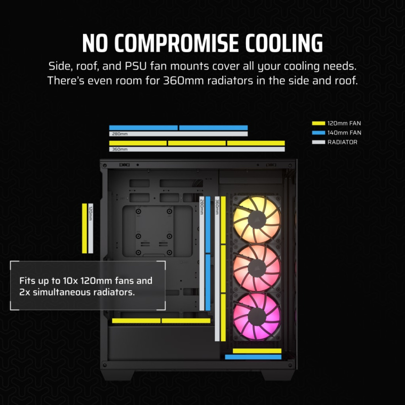 Corsair 3500X ARGB Mid-Tower Glass PC Case (Black / White)