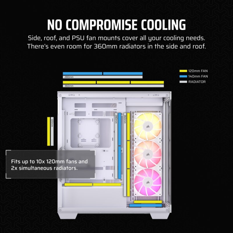 Corsair 3500X ARGB Mid-Tower Glass PC Case (Black / White)