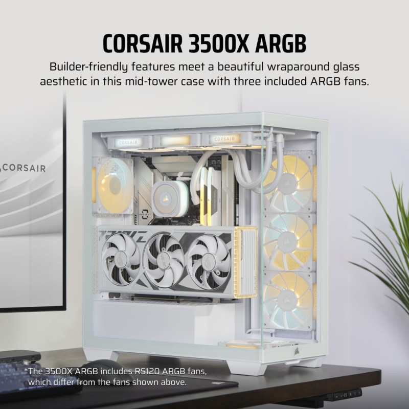 Corsair 3500X ARGB Mid-Tower Glass PC Case (Black / White)