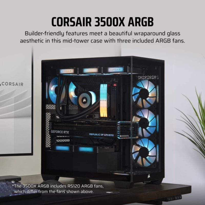 Corsair 3500X ARGB Mid-Tower Glass PC Case (Black / White)