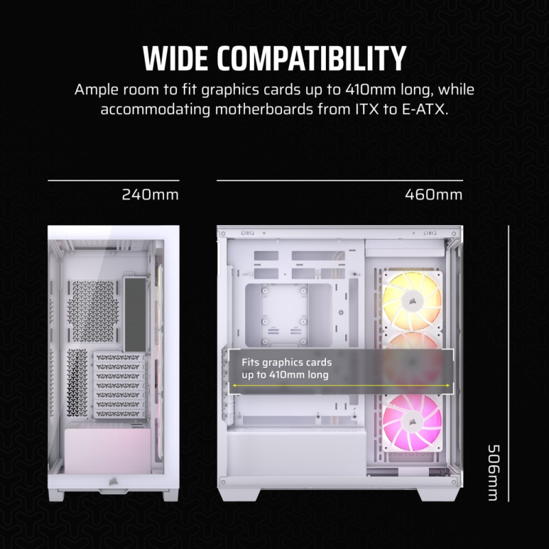 Corsair 3500X ARGB Mid-Tower Glass PC Case (Black / White)